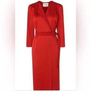💃 L.K. Bennett “Delent” Flame Red Wrap Dress – Size 8 (New Without Tags)